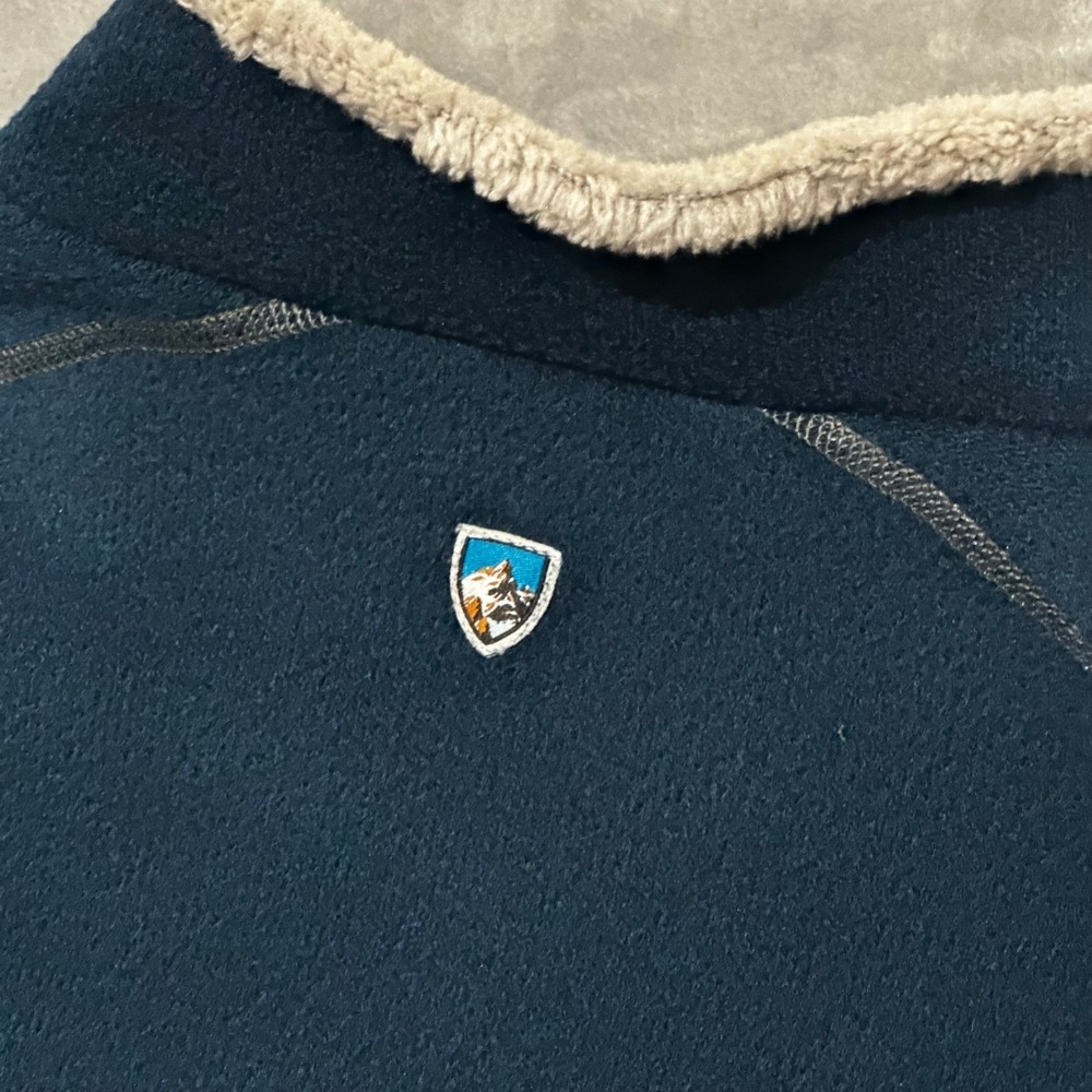 Kuhl Alfpaca Fleece Pullover Mens Medium Navy Blue Quarter Zip Sweater 108846 - Picture 14 of 15